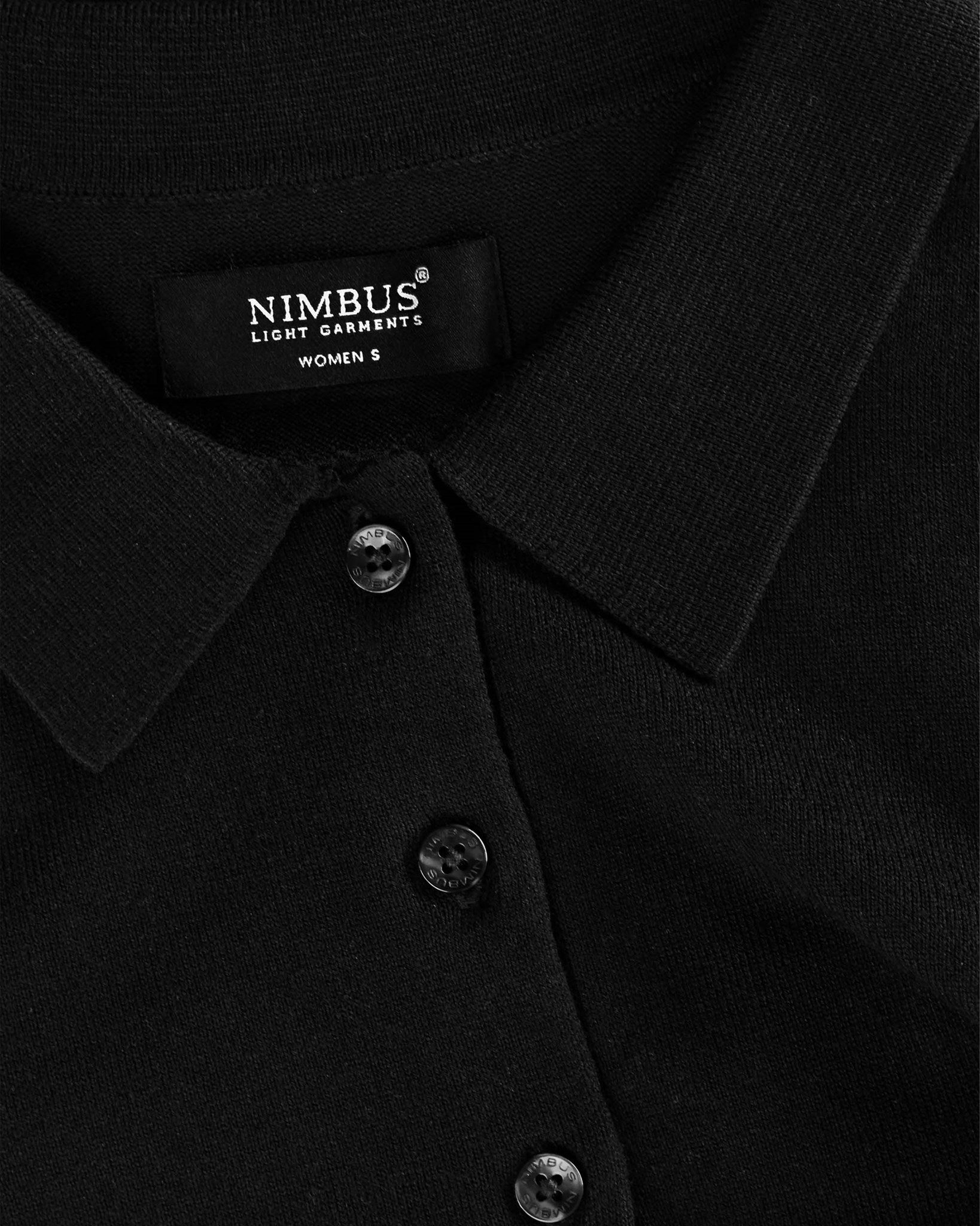 Brighton Long Sleeve Polo Women Black Closeup 1