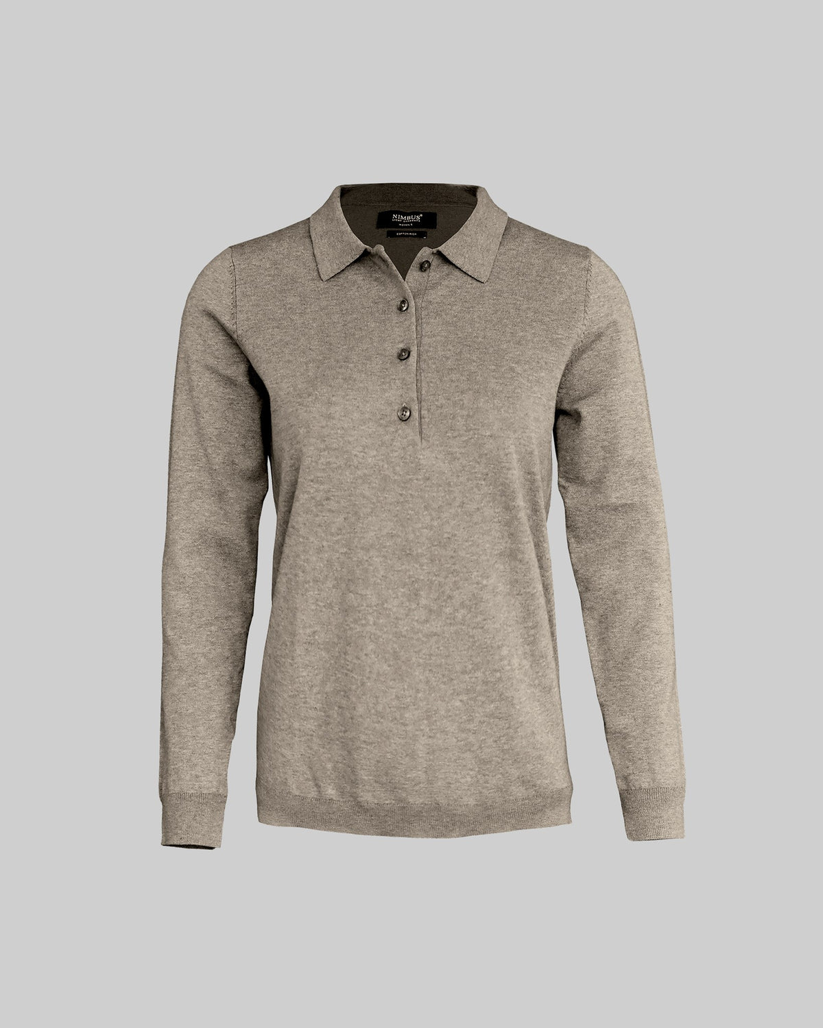 Brighton Long Sleeve Polo Women Sand Melange Front