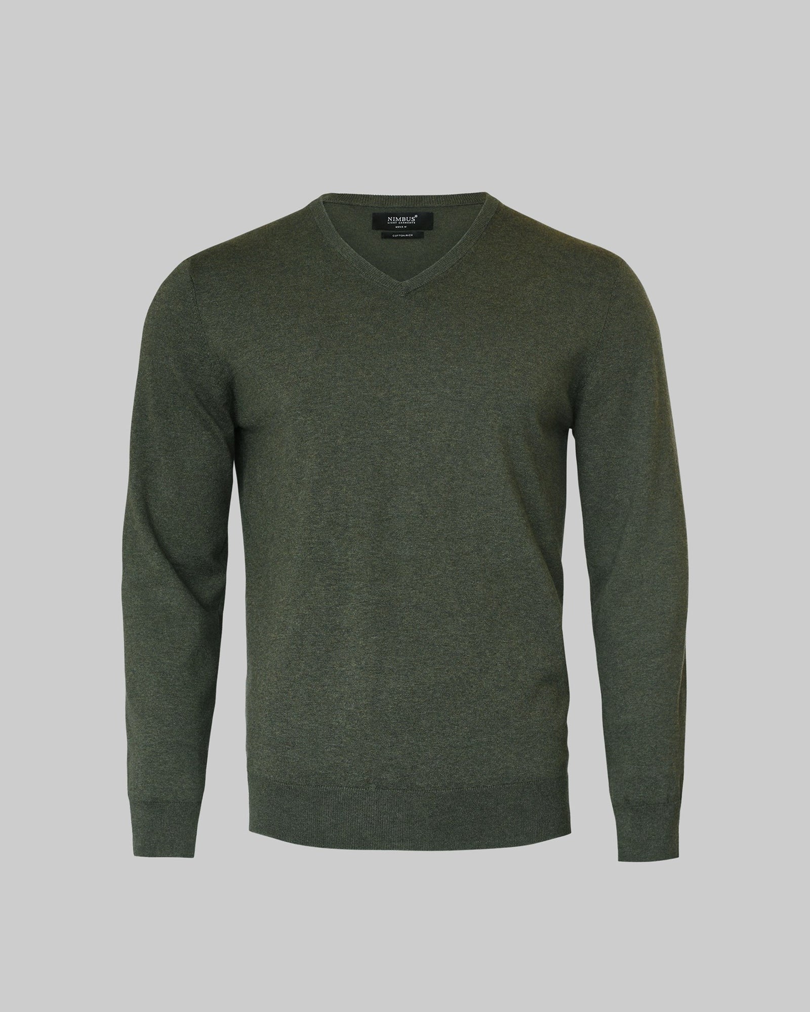 Brighton V Neck Men Olive Melange Back