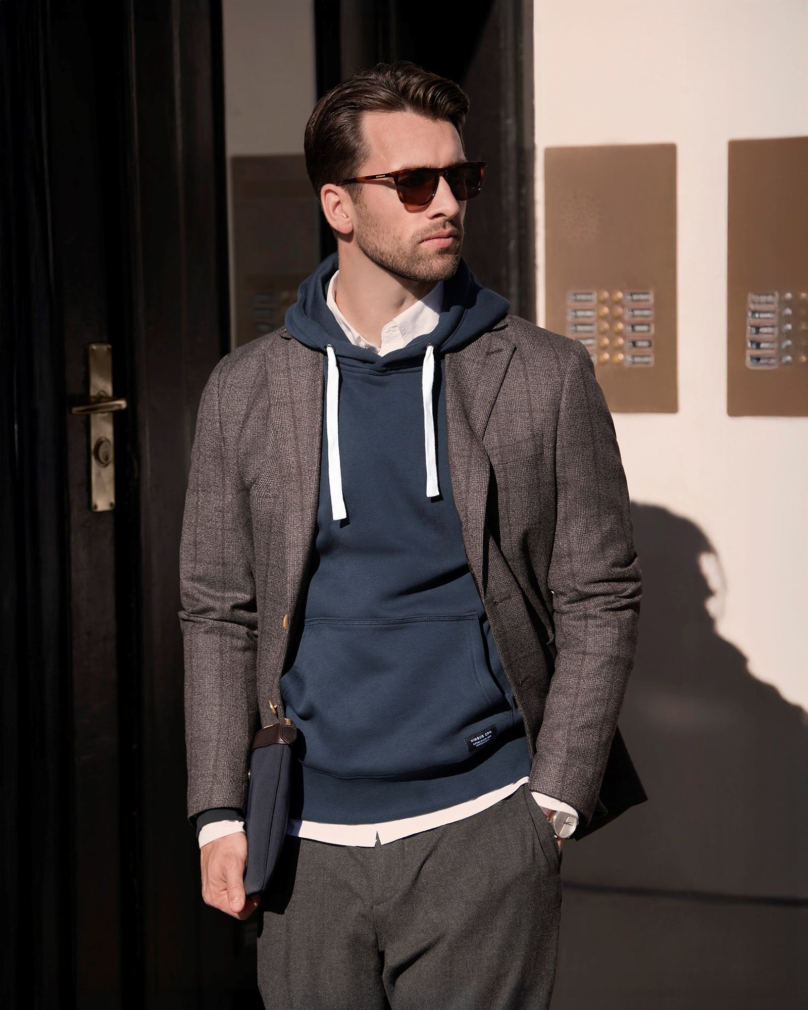 Brownsville Men Grey Melange Back